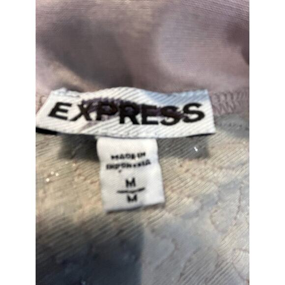 Express Silver Sequin Sleeveless Dress With Deep V-Back & Elastic Waist, Medium - Picture 6 of 6